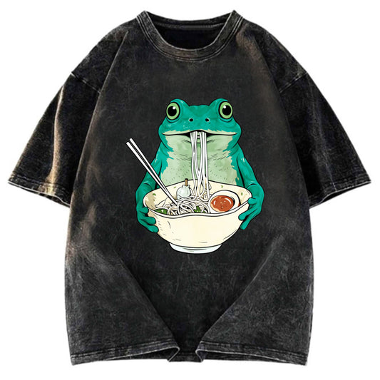 Tokyosol Vintage Frog Ramen Japanes Washed T-Shirt