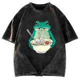 Tokyosol Vintage Frog Ramen Japanes Washed T-Shirt