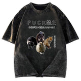 Tokyosol Four Finger Animal Forbidden Fuck Washed T Shirt
