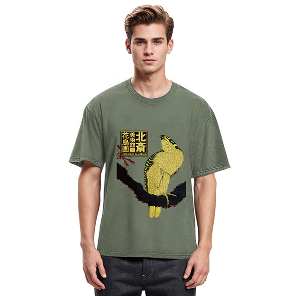 Tokyosol Hokusai Museum Flower And Bird Washed T Shirt