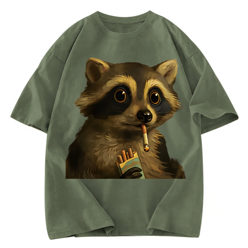Tokyosol Smoking Raccon Washed T Shirt