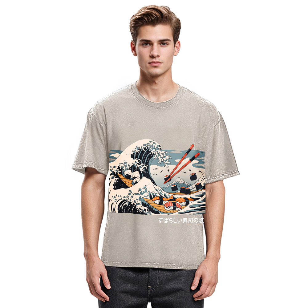 Tokyosol The Great Sushi Wave Washed T Shirt