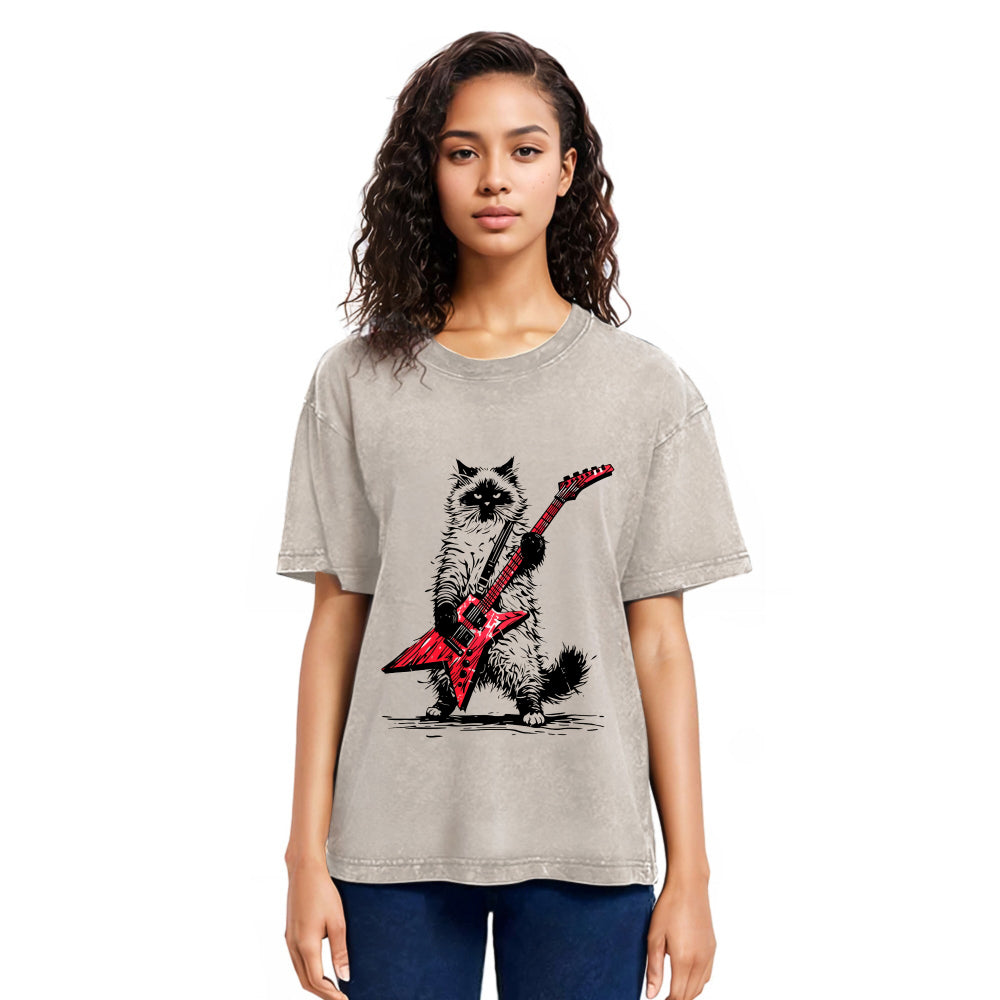 Tokyosol Raccoon Playing Guitar Washed T Shirt
