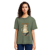 Tokyosol Cute Cat Eating Yummy Ramen Washed T Shirt