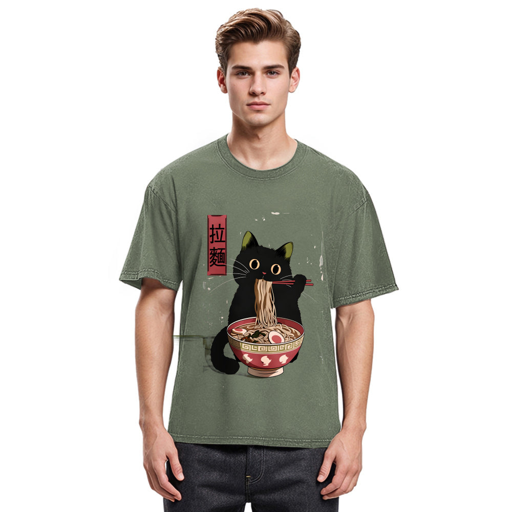 Tokyosol Vintage Japanese Cat Washed T-Shirt