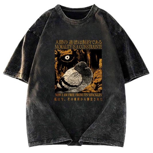 Tokyosol Morality Is A Constraint Funny Pigeon Washed T Shirt