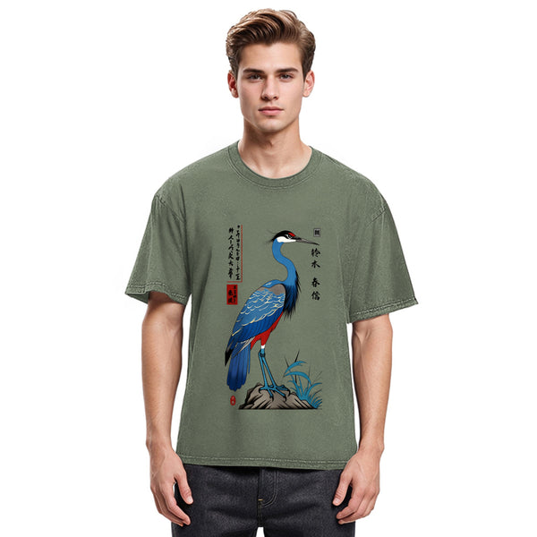 Tokyosol Colorful Crane Washed T Shirt