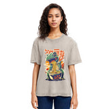 Tokyosol Cute Dinosaur Ramen Washed T Shirt