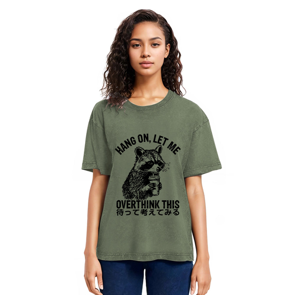 Tokyosol Overthink Raccoon Back Washed T Shirt