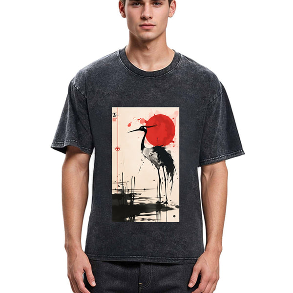 Tokyosol Japanese Crane Washed T Shirt