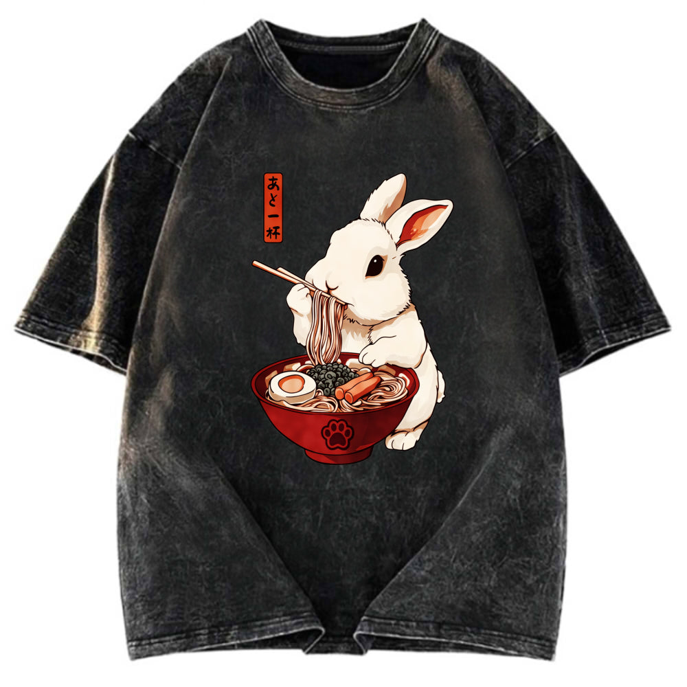 Tokyosol Bunny:One More Bowl, Please! Washed T-Shirt