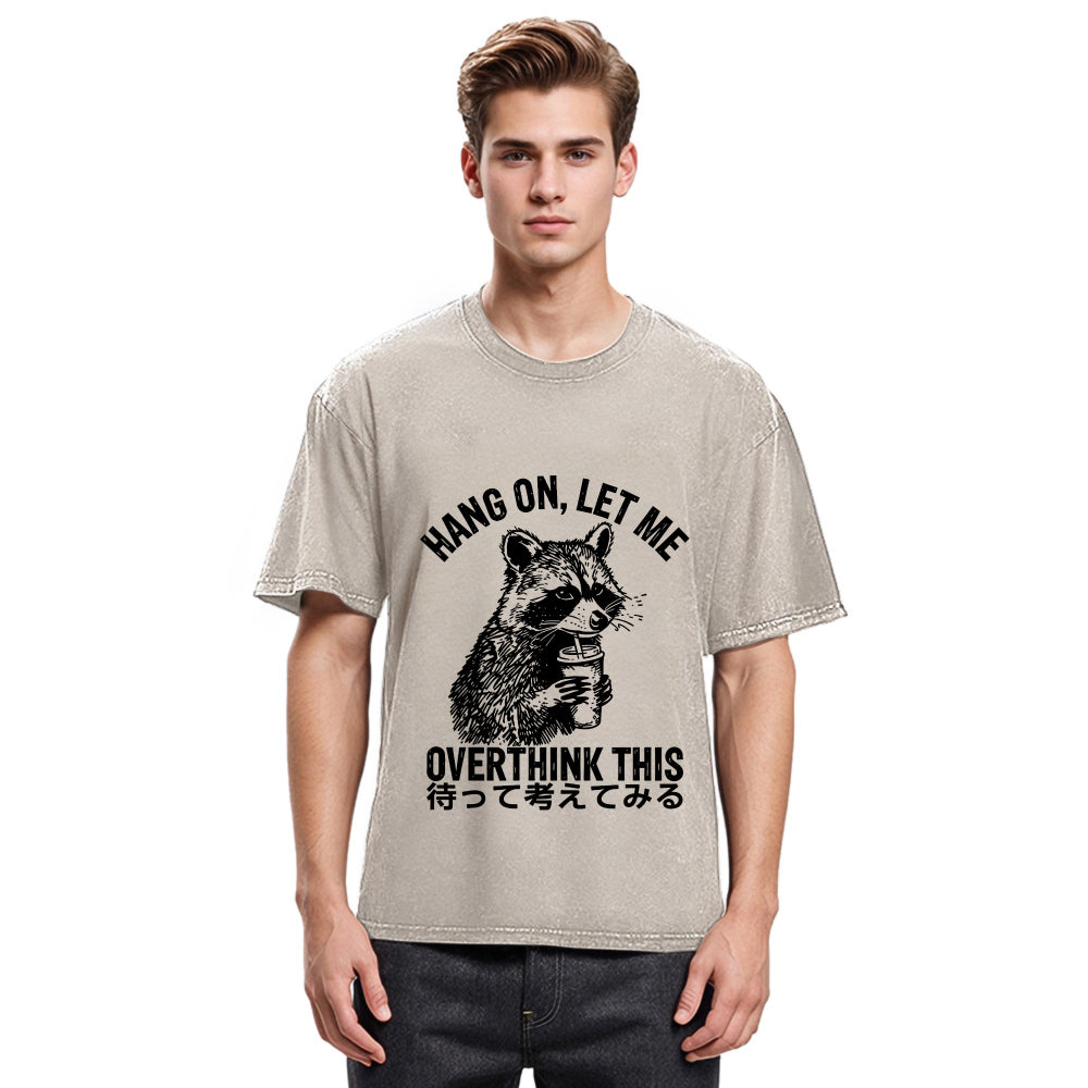 Tokyosol Overthink Raccoon Back Washed T Shirt