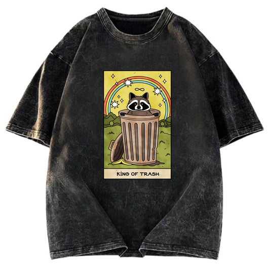 Tokyosol King Of Trash Raccoon Tarot Card Washed T Shirt
