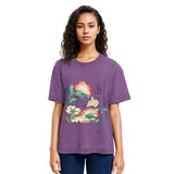 Tokyosol Hokusai Flowers Peonies Bird Washed T Shirt