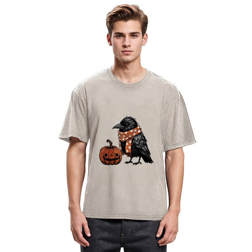 Tokyosol Crow And Pumpkin Back Washed T Shirt