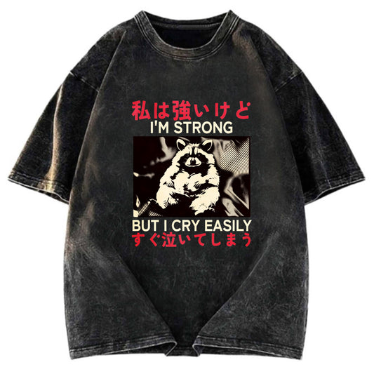 Tokyosol Littlespring I Am Strong Raccoon Washed T Shirt