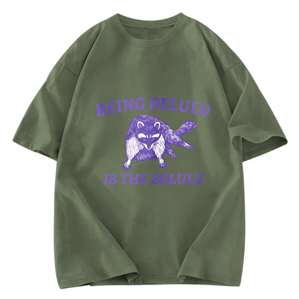 Tokyosol Funny Delusional Raccoon Washed T Shirt