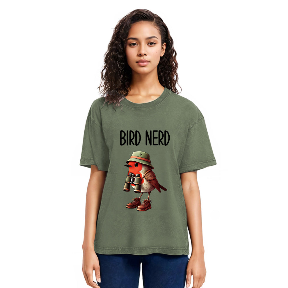 Tokyosol Funny Bird Nerd Washed T Shirt