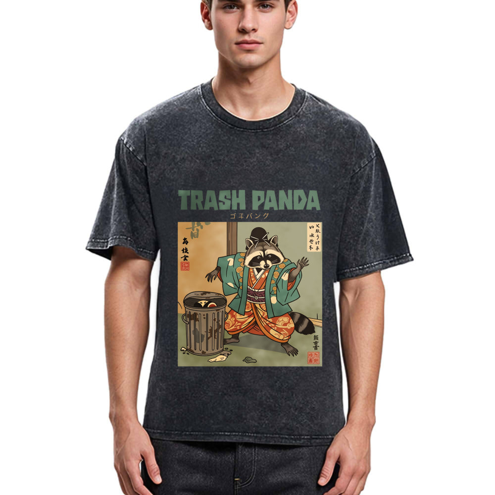 Tokyosol Trash Panda Traditional Japanese Meme Washed T Shirt