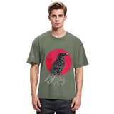 Tokyosol Viking Raven Crow Witchcraft Occult Pagan Washed T Shirt