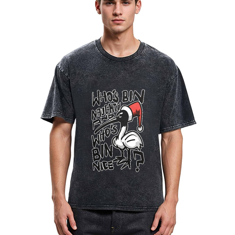 Tokyosol Christmas Bin Chicken Washed T Shirt