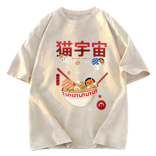 Tokyosol Neko Space Ramen Adventures Washed T Shirt