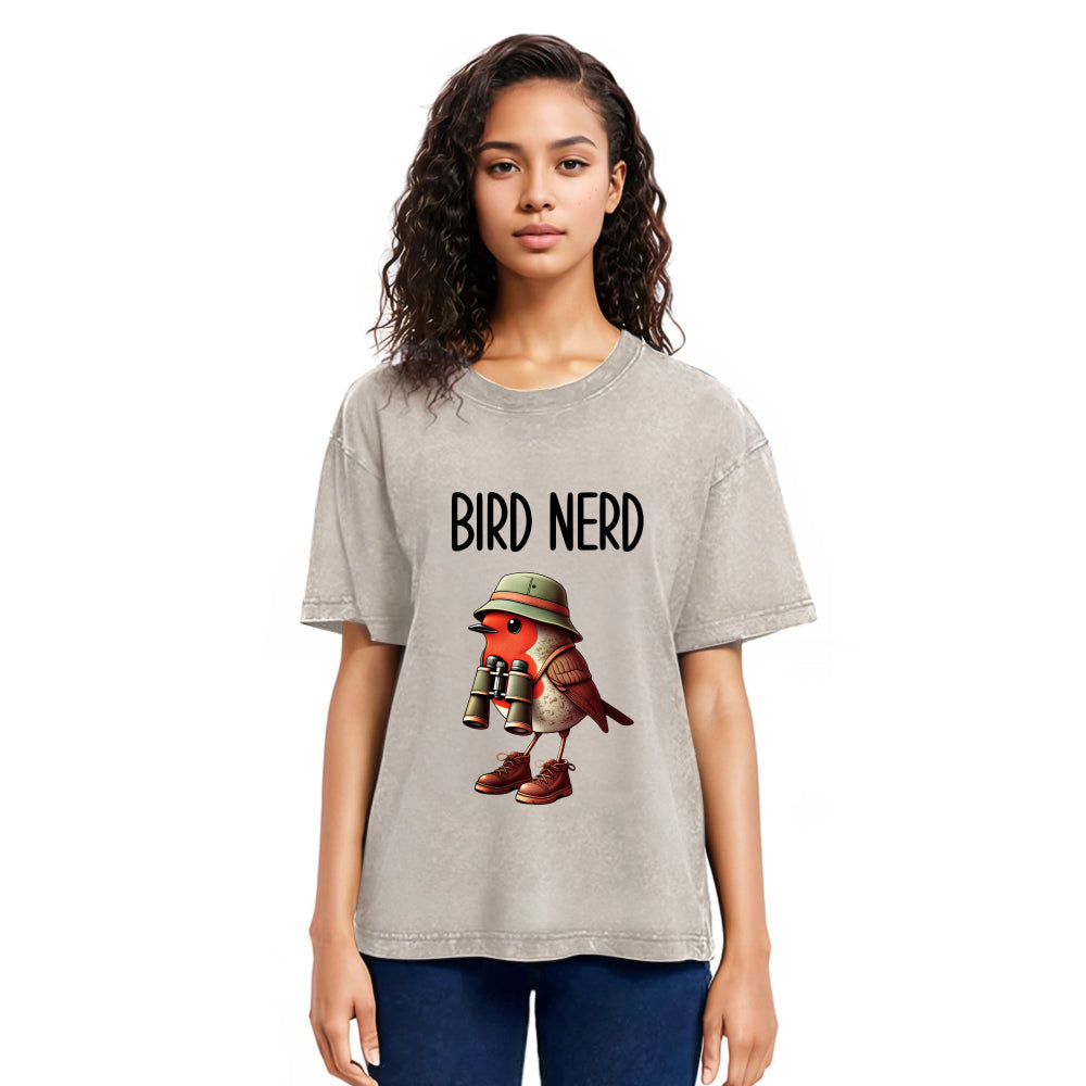 Tokyosol Funny Bird Nerd Washed T Shirt