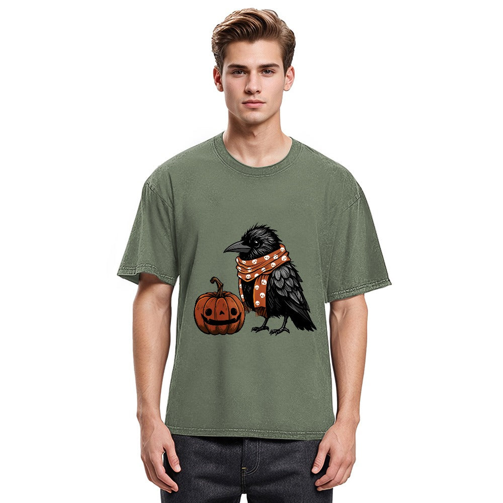 Tokyosol Crow And Pumpkin Back Washed T Shirt