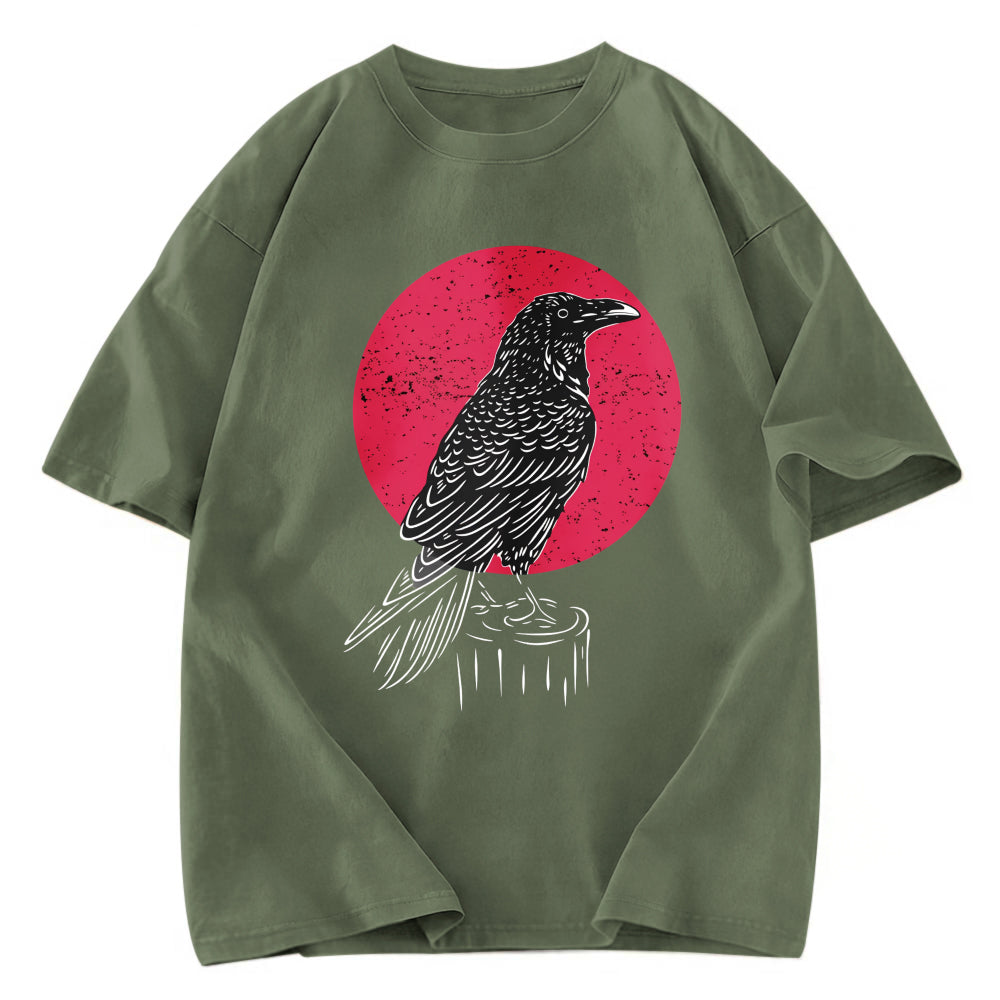 Tokyosol Viking Raven Crow Witchcraft Occult Pagan Washed T Shirt