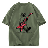 Tokyosol Raccoon Playing Guitar Washed T Shirt