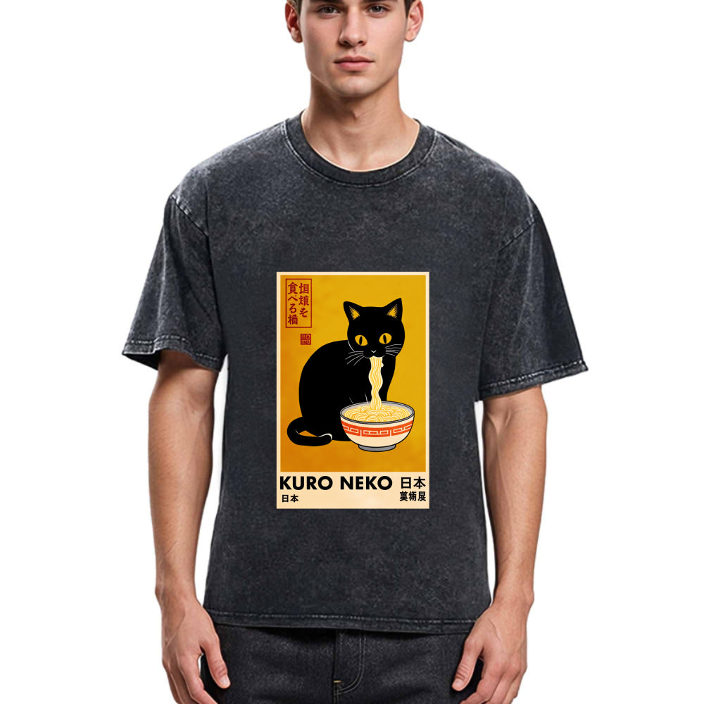 Tokyosol Kuro Neko Ramen Washed T-Shirt