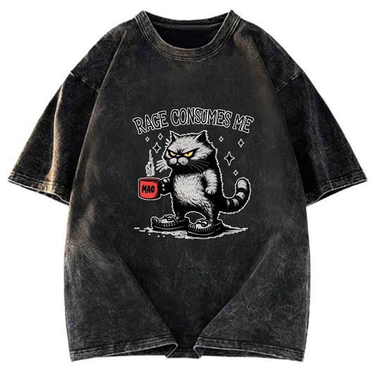 Tokyosol Rage Consumes Me Cat Washed T Shirt