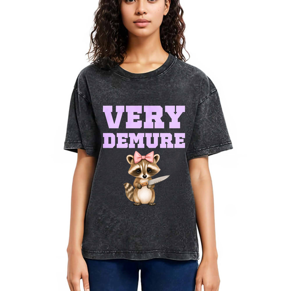 Tokyosol Very Demure Raccoon Washed T Shirt