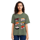Tokyosol Cute Hippo Sushi Washed T Shirt Washed T Shirt