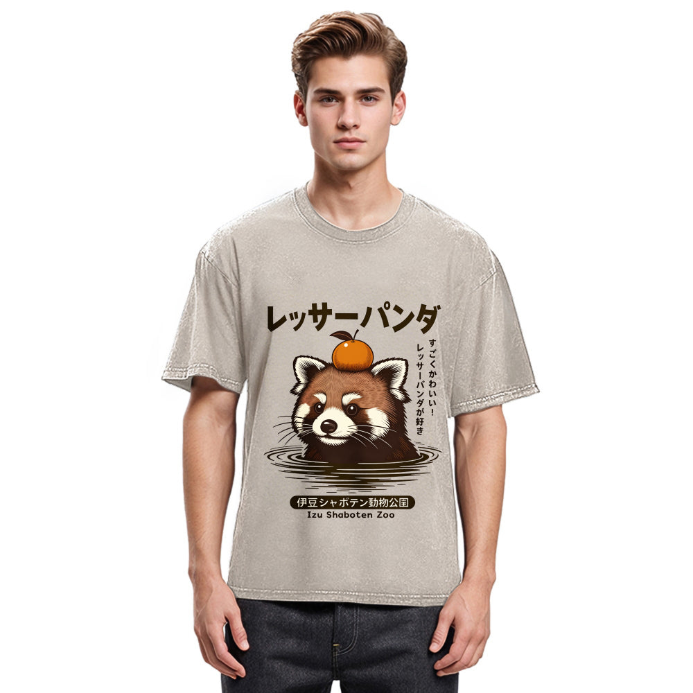 Tokyosol Cute Red Panda Washed T Shirt