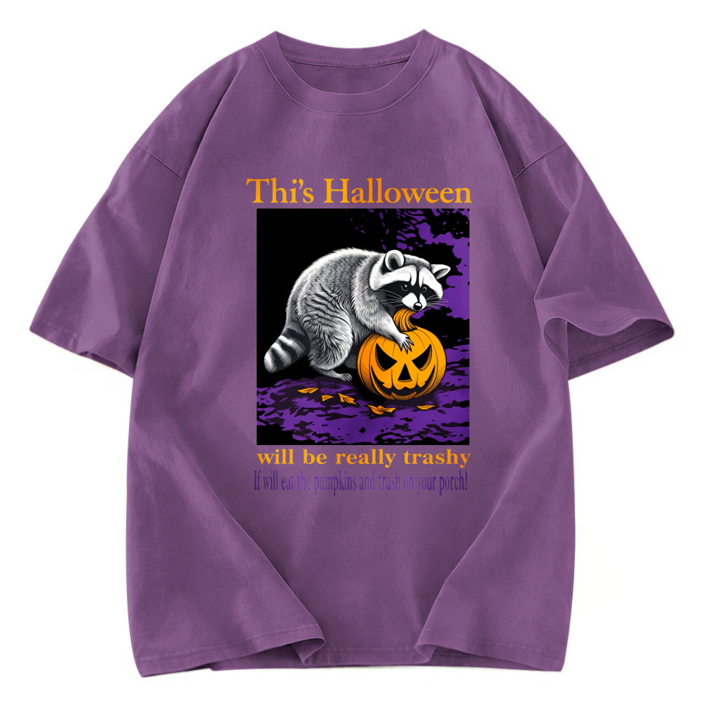 Tokyosol Trashy Halloween Raccoon Washed T Shirt