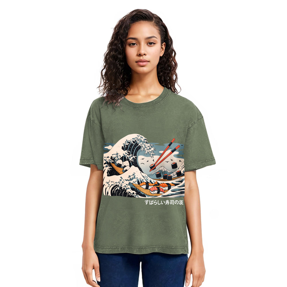 Tokyosol The Great Sushi Wave Washed T Shirt