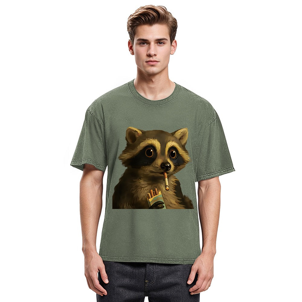 Tokyosol Smoking Raccon Washed T Shirt
