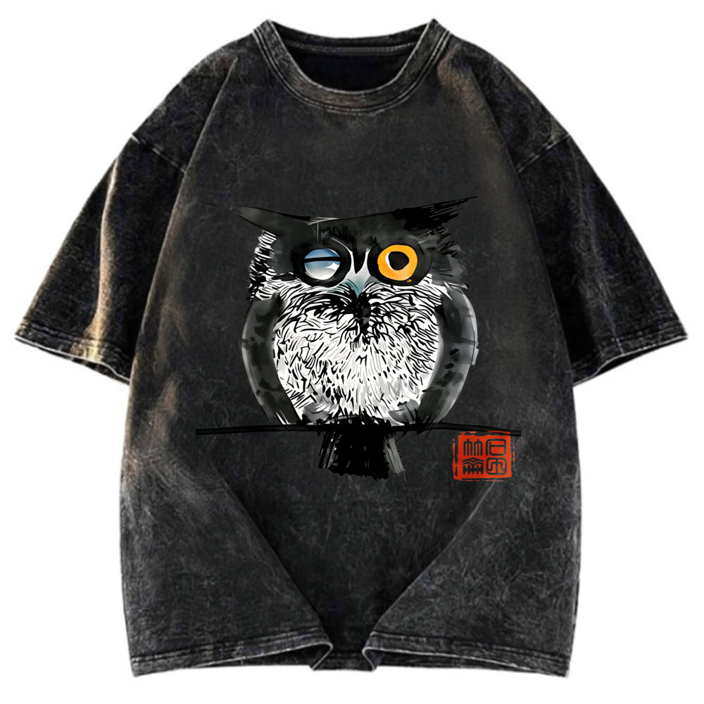 Tokyosol Wink Owl Washed T Shirt