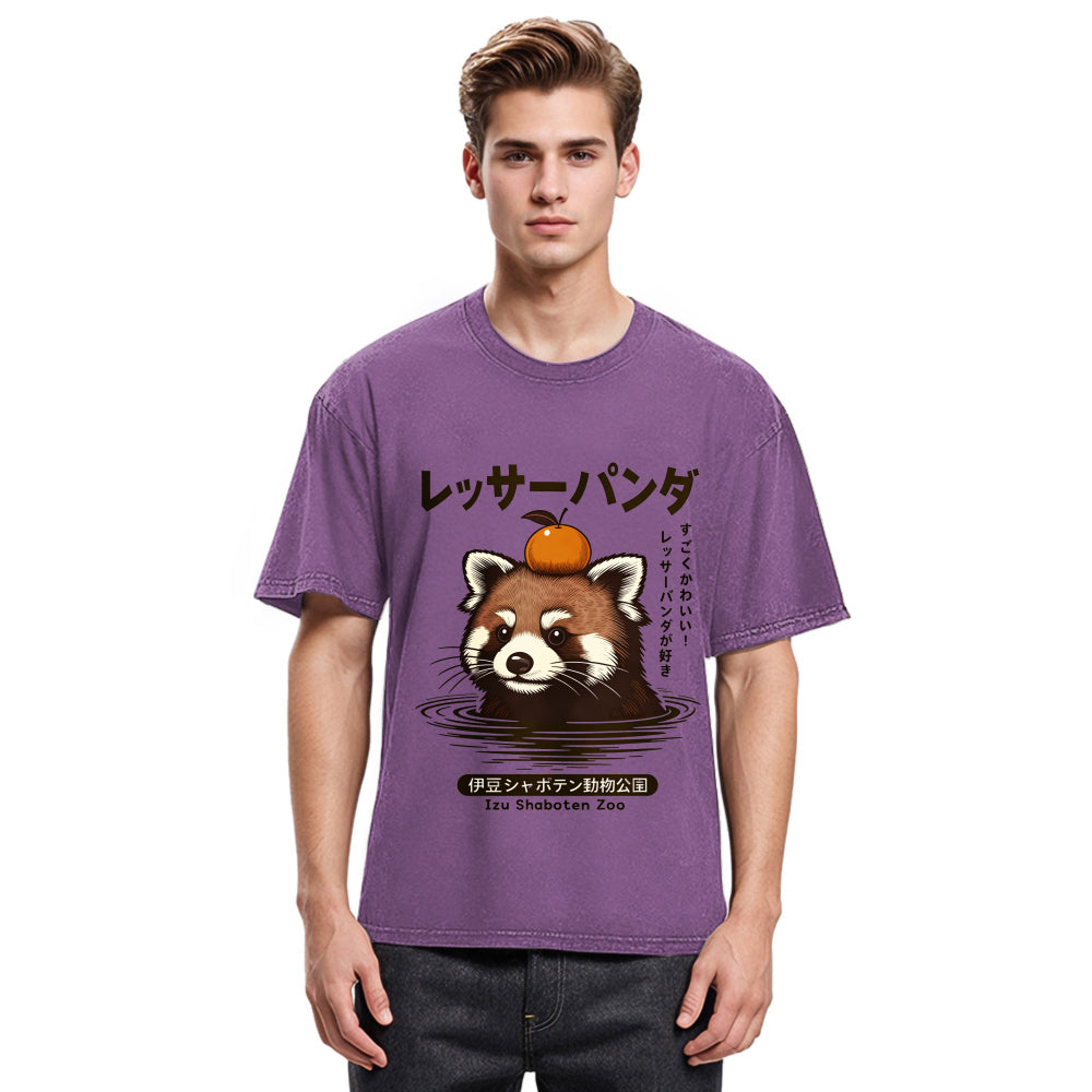 Tokyosol Cute Red Panda Washed T Shirt
