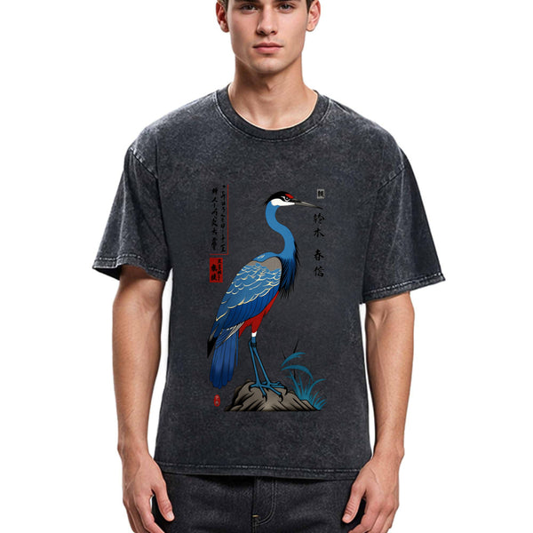 Tokyosol Colorful Crane Washed T Shirt