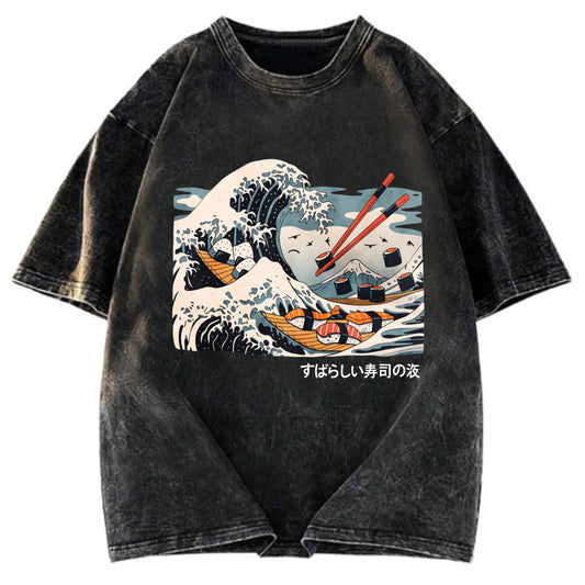 Tokyosol The Great Sushi Wave Washed T Shirt