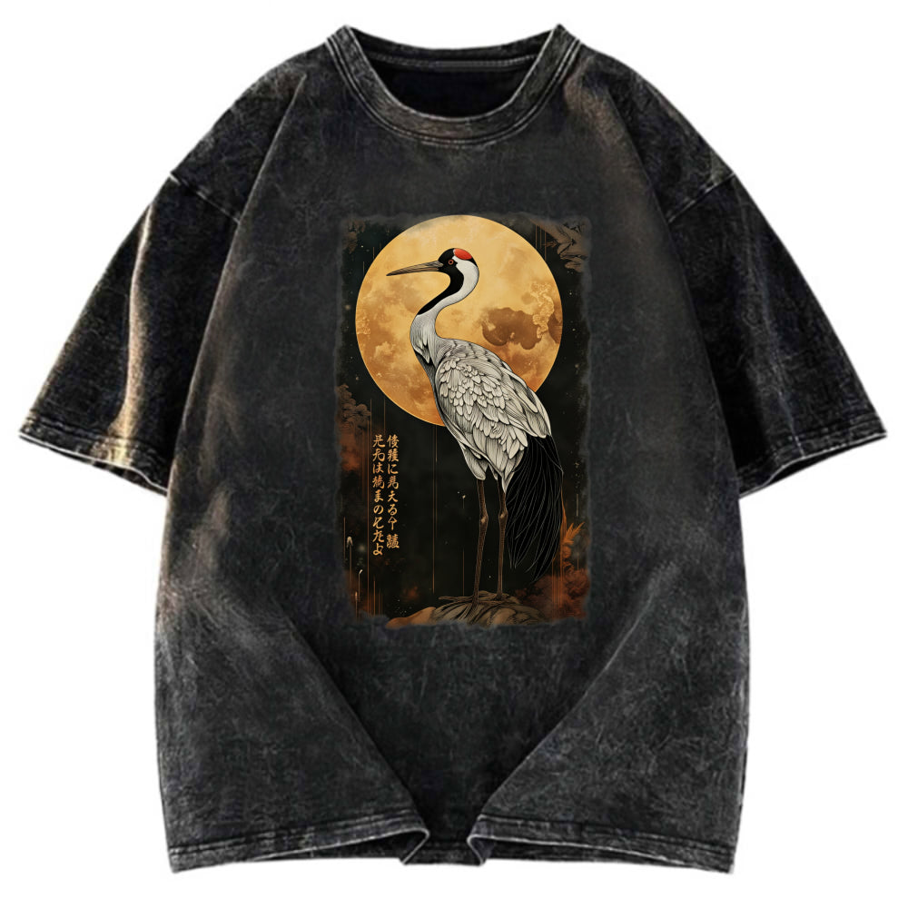 Tokyosol Vintage Japanese Crane Kanji Washed T Shirt