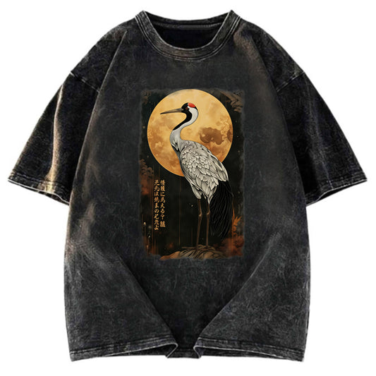 Tokyosol Vintage Japanese Crane Kanji Washed T Shirt