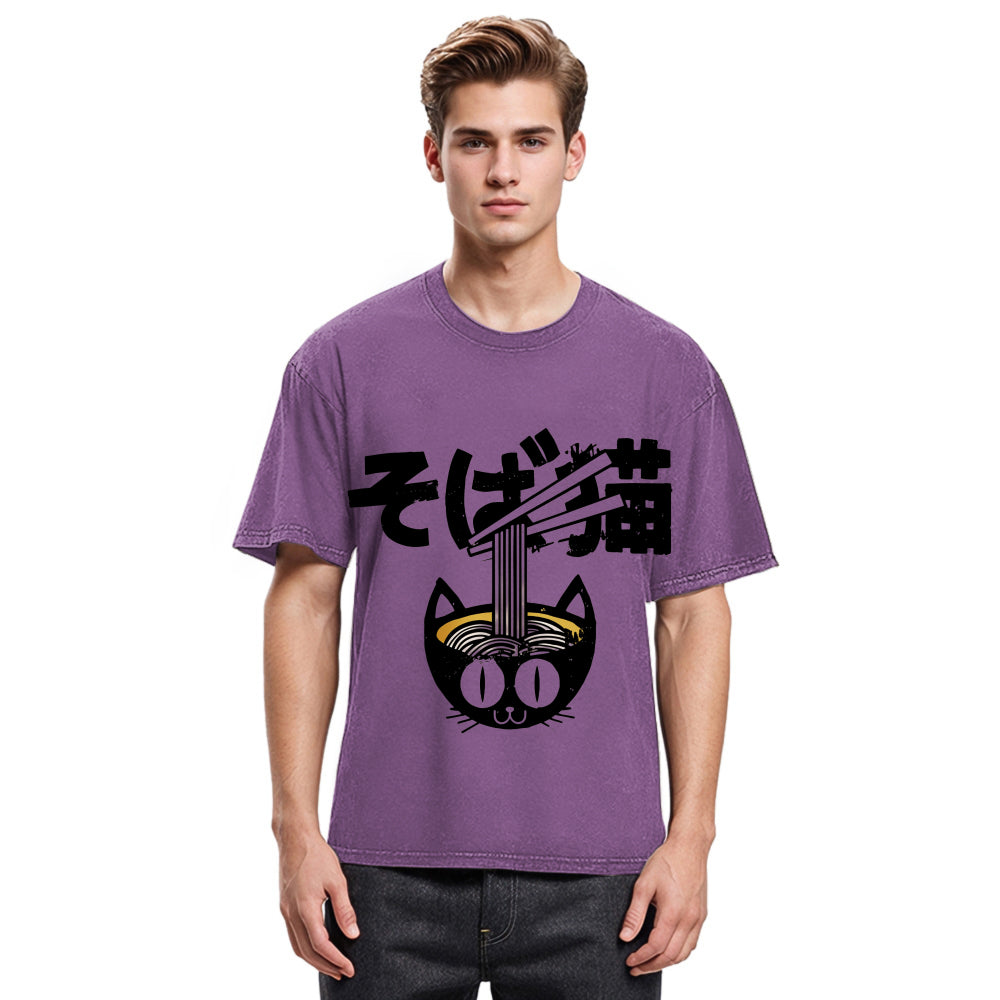 Tokyosol Cat Ramen Bowl Washed T Shirt