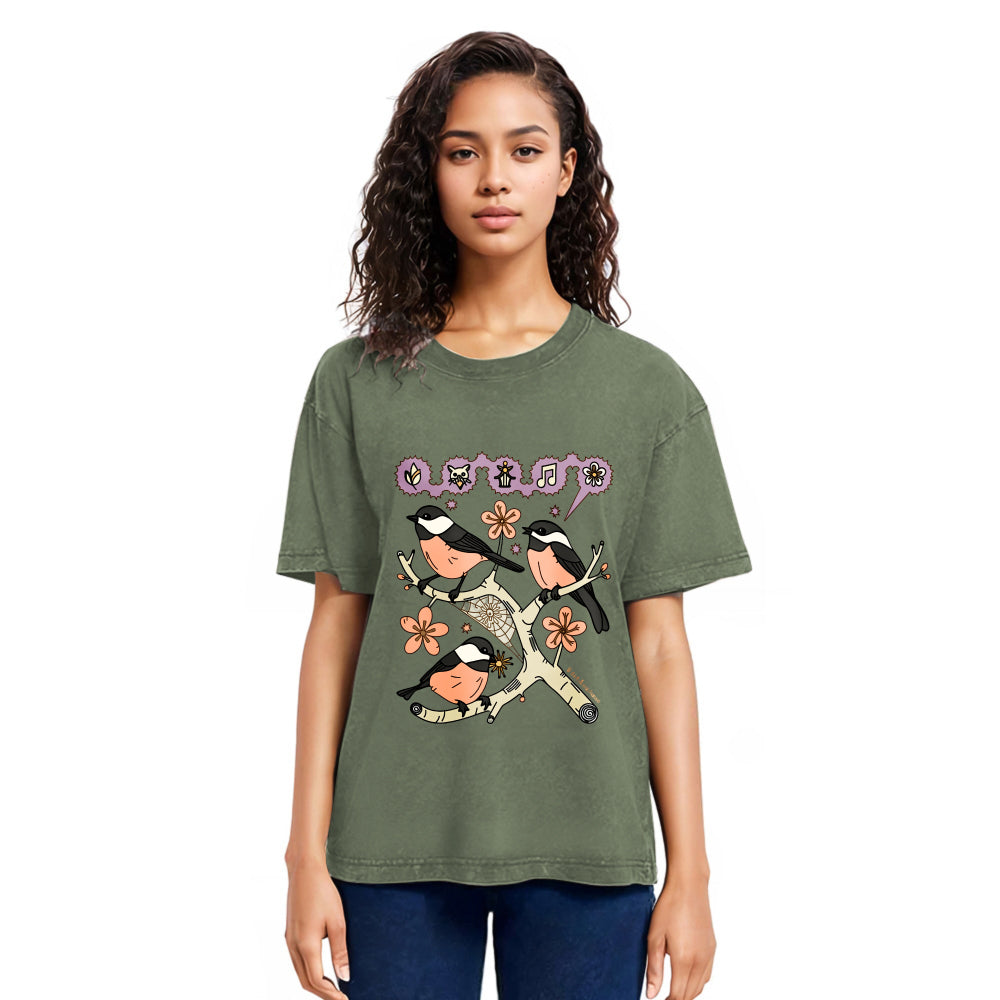 Tokyosol Chickadee Fleece Lined T Shirt