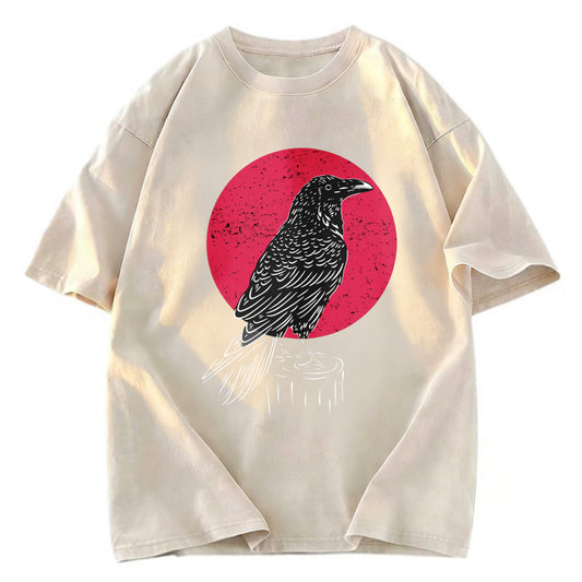 Tokyosol Viking Raven Crow Witchcraft Occult Pagan Washed T Shirt