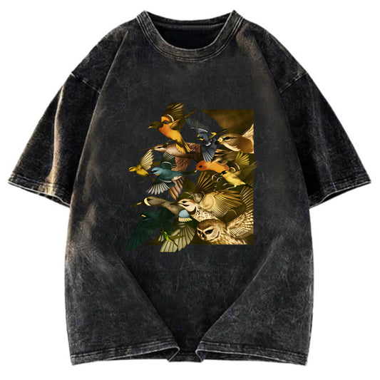 Tokyosol Flock Of Flying Birds Washed T Shirt