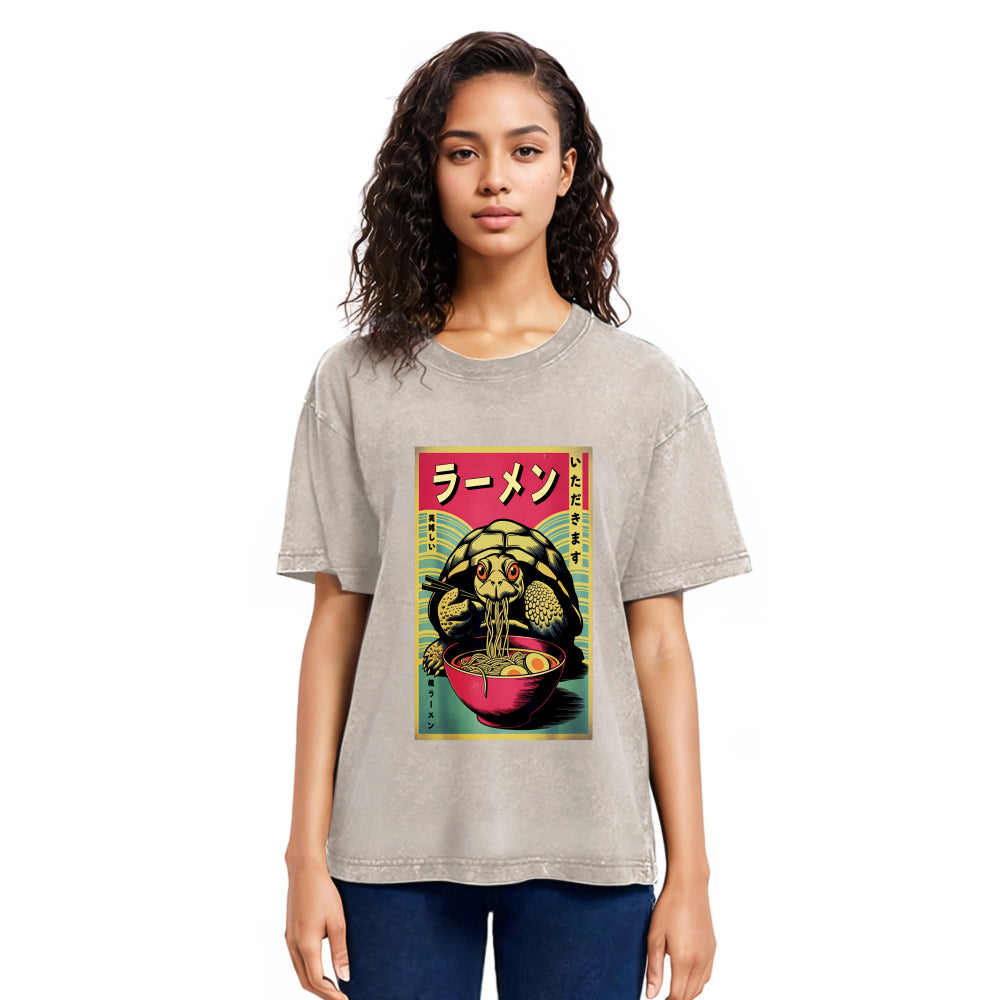 Tokyosol Turtle Eating Ramen Washed T Shirt