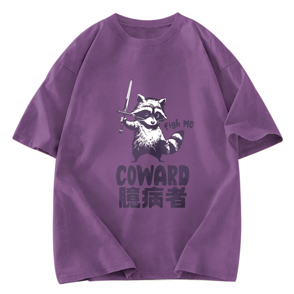 Tokyosol Figh Me Coward Raccoon Washed T Shirt